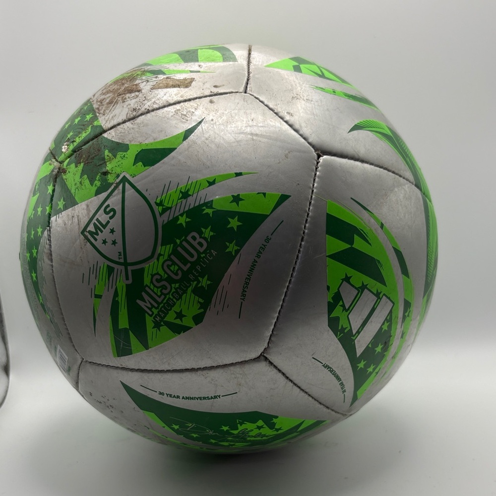 MLS CLUB Soccer Ball – 15 Year Anniversary Edition – Silver/Green – Game-Used